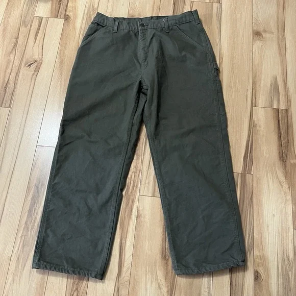 Carhartt B111 MOS Canvas Flannel Lined Carpenter Pants 38 X 30 Original Fit Gorp - Picture 2 of 9